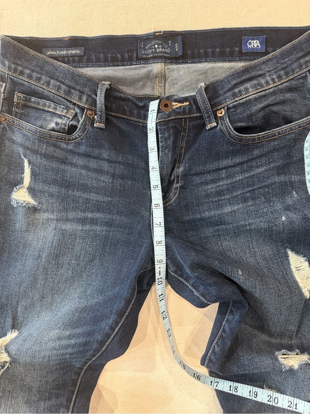 Lucky Brand Men's Skinny Ripped Dark Blue Jeans - Picture 6 of 10